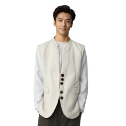 Design Beige Single Breasted Mid Collar Vest Customized Men's Hotel Uniform Hotel Reception Department Staff Uniform Artyzen Hotel Hotel Uniform Manufacturer HL065 Design Beige Single Breasted Mid Collar Vest Customized Men's Hotel Uniform Hotel Reception Department Staff Uniform Artyzen Hotel Hotel Uniform Manufacturer HL065